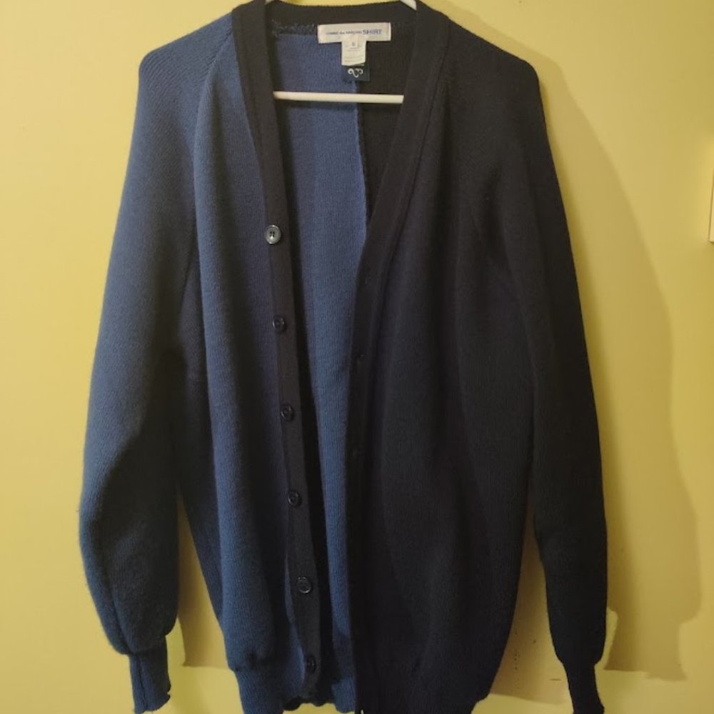 Comme Des Garcons Shirt Two-Tone Cardigan Made in Scotland